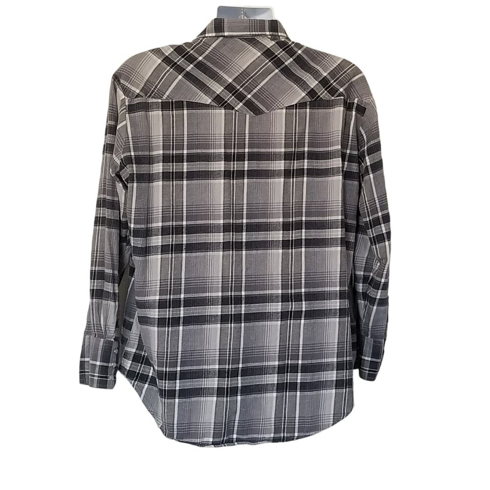 Ely Cattleman Shirt Vintage Mens XL Western Flannel Pearl Snap Long Sleeve Gray - Picture 5 of 9